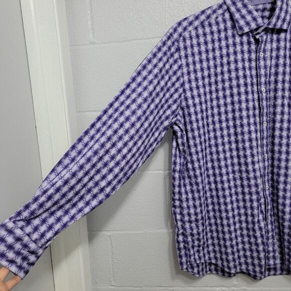 Bugatchi Shirt Purple Pattern Button Down Shirt XL 572 - Picture 4 of 14